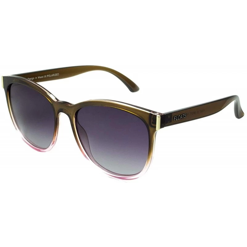 Round Polarized Sunglasses F-4307 Fashion Oversize Elegant Look Round Sunglasses - Brown Pink - CY18I0ED5O9 $35.61