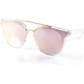 Oversized Horn Rimmed Gradient Mirror Lens Cat-Eye Aviator Couple Sunglasses A198 - Clear/ Pink Rv - C518EM3OWMW $11.78