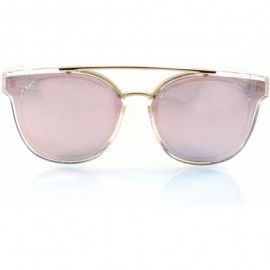 Oversized Horn Rimmed Gradient Mirror Lens Cat-Eye Aviator Couple Sunglasses A198 - Clear/ Pink Rv - C518EM3OWMW $11.78