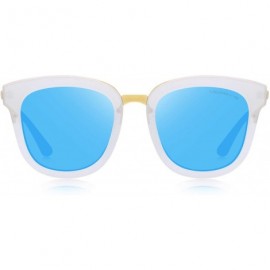 Square Women Polarized Sunglasses Cat eye Sun glasses Metal Temple S6082 - Blue - CD180A3484I $17.65