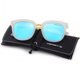 Square Women Polarized Sunglasses Cat eye Sun glasses Metal Temple S6082 - Blue - CD180A3484I $17.65