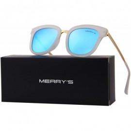 Square Women Polarized Sunglasses Cat eye Sun glasses Metal Temple S6082 - Blue - CD180A3484I $17.65