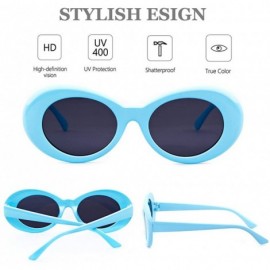 Goggle UV400 Clout Goggles Bold Retro Oval Mod Thick Frame Sunglasses - Blue Frame&black Lens - CA18D32NQQW $12.35