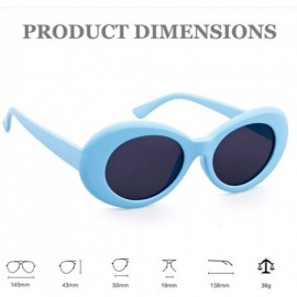 Goggle UV400 Clout Goggles Bold Retro Oval Mod Thick Frame Sunglasses - Blue Frame&black Lens - CA18D32NQQW $12.35