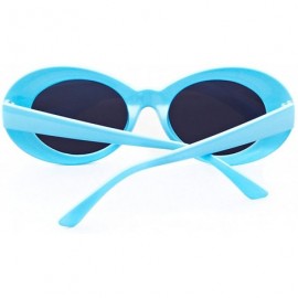 Goggle UV400 Clout Goggles Bold Retro Oval Mod Thick Frame Sunglasses - Blue Frame&black Lens - CA18D32NQQW $12.35