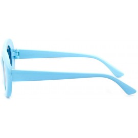 Goggle UV400 Clout Goggles Bold Retro Oval Mod Thick Frame Sunglasses - Blue Frame&black Lens - CA18D32NQQW $12.35