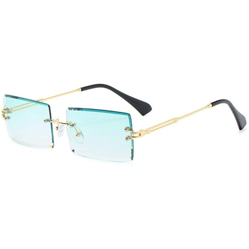 Square Frameless Cut Edge Square Sunglasses Men and Women Small Color Sun Glasses - Gn - CM18Y72GLSI $11.14