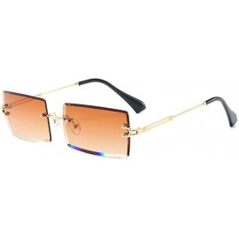 Square Frameless Cut Edge Square Sunglasses Men and Women Small Color Sun Glasses - Gn - CM18Y72GLSI $11.14