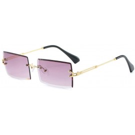 Square Frameless Cut Edge Square Sunglasses Men and Women Small Color Sun Glasses - Gn - CM18Y72GLSI $11.14