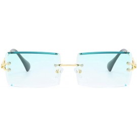 Square Frameless Cut Edge Square Sunglasses Men and Women Small Color Sun Glasses - Gn - CM18Y72GLSI $11.14