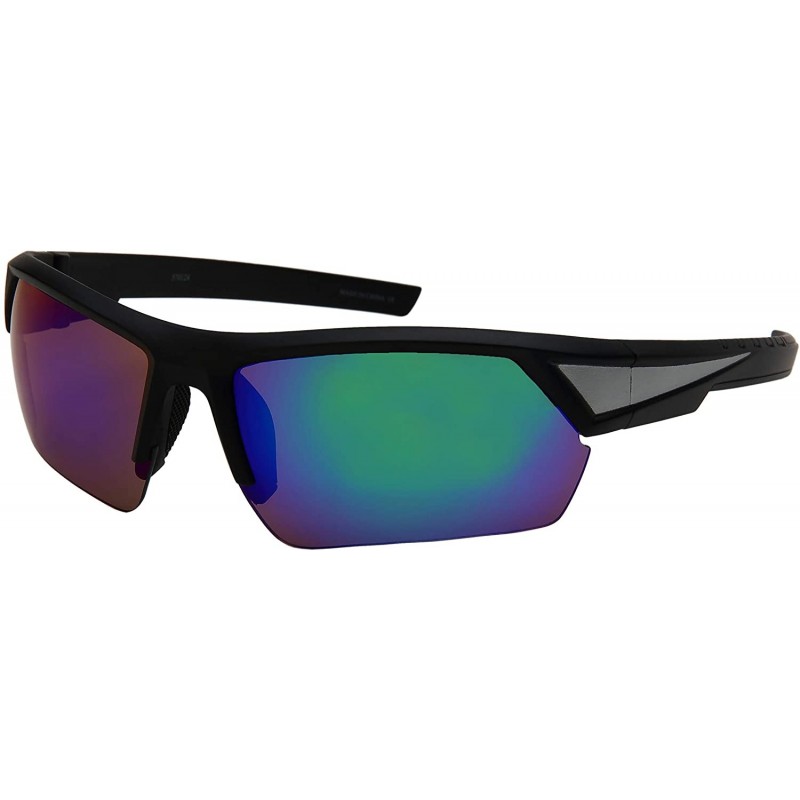 Wrap Sport Wrap Semi-Rimles Sunglasses Color Mirrored Lens for Men Women Ultra Lightweight UV Protection - C618ZYDEYGU $11.88