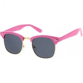 Wayfarer Premium Half Frame Metal Rivets Horn Rimmed Sunglasses 50mm - Pink-gold / Smoke - CS12O46G35L $11.85