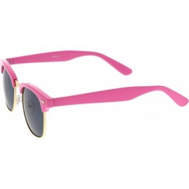 Wayfarer Premium Half Frame Metal Rivets Horn Rimmed Sunglasses 50mm - Pink-gold / Smoke - CS12O46G35L $11.85