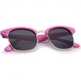 Wayfarer Premium Half Frame Metal Rivets Horn Rimmed Sunglasses 50mm - Pink-gold / Smoke - CS12O46G35L $11.85