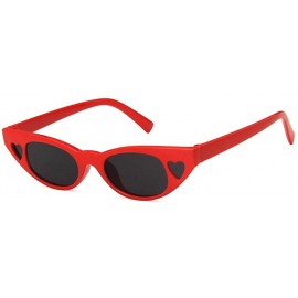 Oval Unisex Sunglasses Retro Bright Black Rose Red Drive Holiday Oval Non-Polarized UV400 - Red Grey - CE18RH6SO0W $8.43