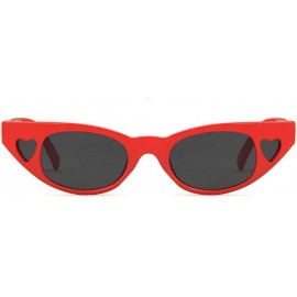 Oval Unisex Sunglasses Retro Bright Black Rose Red Drive Holiday Oval Non-Polarized UV400 - Red Grey - CE18RH6SO0W $8.43