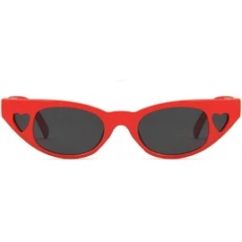 Oval Unisex Sunglasses Retro Bright Black Rose Red Drive Holiday Oval Non-Polarized UV400 - Red Grey - CE18RH6SO0W $8.43