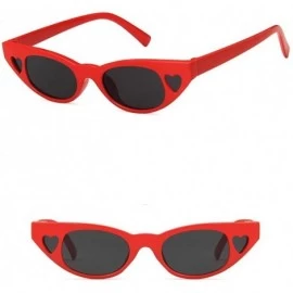 Oval Unisex Sunglasses Retro Bright Black Rose Red Drive Holiday Oval Non-Polarized UV400 - Red Grey - CE18RH6SO0W $8.43