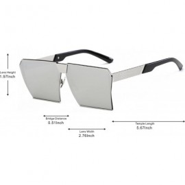 Square Oversized Vintage Square Metal Frame Sunglasses - Silver-silver - CZ18E6WQ6NC $14.41