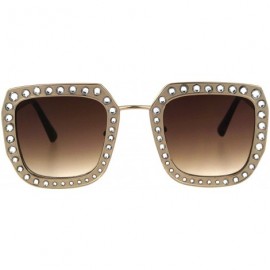 Butterfly Rhinestone Iced Thick Metal Oceanic Gradient Lens Designer Sunglasses - Gold Brown - CP18I4E0URG $10.35