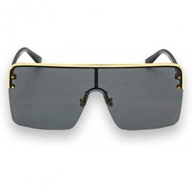 Oversized Oversized Flat Top Square VINTAGE RETRO SHIELD VISOR Style Aviator SUNGLASSES - Black - CJ18NACDK9G $12.95