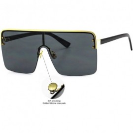 Oversized Oversized Flat Top Square VINTAGE RETRO SHIELD VISOR Style Aviator SUNGLASSES - Black - CJ18NACDK9G $12.95