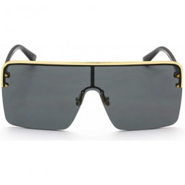 Oversized Oversized Flat Top Square VINTAGE RETRO SHIELD VISOR Style Aviator SUNGLASSES - Black - CJ18NACDK9G $12.95