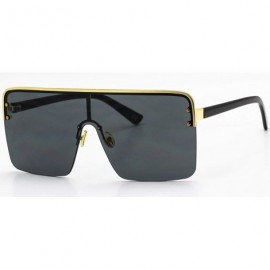 Oversized Oversized Flat Top Square VINTAGE RETRO SHIELD VISOR Style Aviator SUNGLASSES - Black - CJ18NACDK9G $12.95