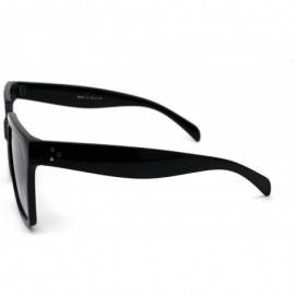 Rectangular Womens Horn Rim Boyfriend Plastic Squared Rectangle Sunglasses - Black Smoke - CW18SHNLSWS $15.06