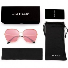 Oversized Oversized Polarized Sunglasses for Women Polygon Designer Shades UV400 - Pink Gold Frame / Ploarized Pink Lens - CZ...