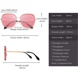 Oversized Oversized Polarized Sunglasses for Women Polygon Designer Shades UV400 - Pink Gold Frame / Ploarized Pink Lens - CZ...