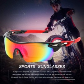 Oversized Sports Cycling Sunglasses for Men Women Unbreakable Shade Glasses for Running Bike Large - Black - C418Y35WLK5 $13.79