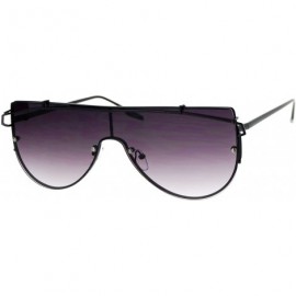 Oversized Super Wide Oversized Sunglasses Futuristic Wire Metal Flat Top Shades UV 400 - Black (Smoke) - CC186L52AAZ $14.32