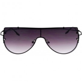 Oversized Super Wide Oversized Sunglasses Futuristic Wire Metal Flat Top Shades UV 400 - Black (Smoke) - CC186L52AAZ $14.32