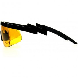 Oversized Flat Top Crooked Bolt Arm Goggle Style Pop Color Lens Shield 80s Sunglasses - Black Yellow - CW18DSTDIAH $12.10