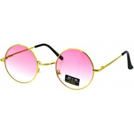 Round Hippie Pimp Daddy Oceanic Gradient Circle Lens Gold Round Metal Rim Sunglasses - Pink - CP18GO8QWUS $8.74