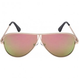 Aviator Flat Top Metal Aviators w/Flat Color Mirror Lens 25128S-FLREV - Matte Rose Gold - CJ12K5OPW2D $10.51