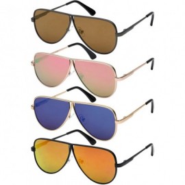 Aviator Flat Top Metal Aviators w/Flat Color Mirror Lens 25128S-FLREV - Matte Rose Gold - CJ12K5OPW2D $10.51