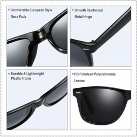 Square Classic Polarized Sunglasses for Men Women Retro UV400 Sun Glasses - A6 Matte Black Frame/G15 Lens - CG18S9KHG6K $9.28