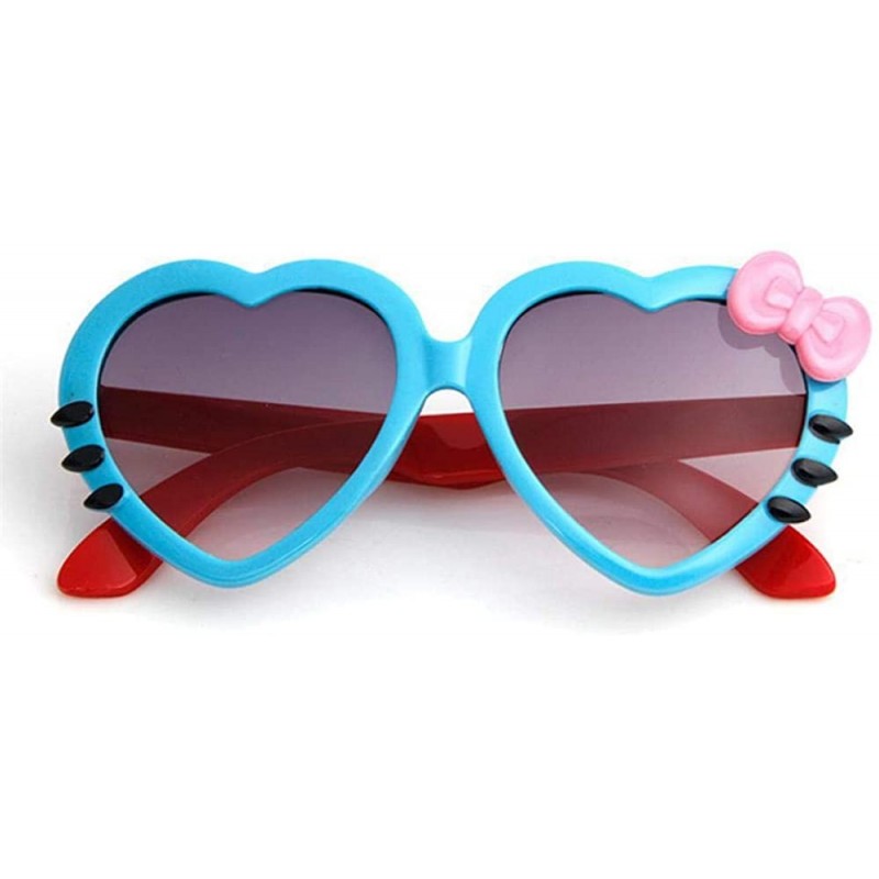 Aviator 2019 Fashion Summer Cartoon Cute Heart Bow Cat Sunglasses Glasses Pink - Blue - CW18YKUOZ90 $9.76