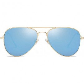 Square Classic Aviator Polarized Sunglasses Mirrored UV400 Lens SJ1054 - C6 Gold Frame/Blue Mirrored Lens - CZ17YCXY40O $12.34