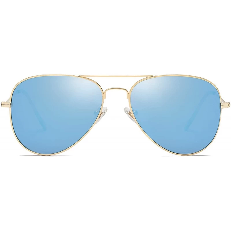 Square Classic Aviator Polarized Sunglasses Mirrored UV400 Lens SJ1054 - C6 Gold Frame/Blue Mirrored Lens - CZ17YCXY40O $12.34