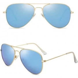 Square Classic Aviator Polarized Sunglasses Mirrored UV400 Lens SJ1054 - C6 Gold Frame/Blue Mirrored Lens - CZ17YCXY40O $12.34