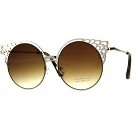 Round Round Wing Top Sunglasses Womens Cutout Fashion Shades UV 400 - Gold - CV18EY8AUI4 $10.35