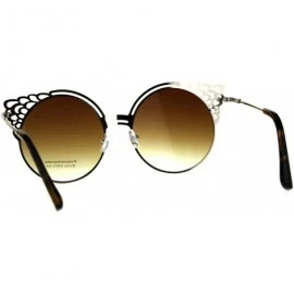 Round Round Wing Top Sunglasses Womens Cutout Fashion Shades UV 400 - Gold - CV18EY8AUI4 $10.35