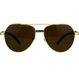 Aviator Wood Buffs Aviator Sunglasses Flat Top Aviators Unisex Fashion UV 400 - Yellow Gold - CP18CCTWN7W $12.66