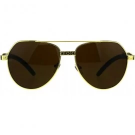 Aviator Wood Buffs Aviator Sunglasses Flat Top Aviators Unisex Fashion UV 400 - Yellow Gold - CP18CCTWN7W $12.66