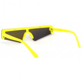 Shield Shield Robotic Exposed Mirror Lens Plastic Sunglasses - Yellow Blue Mirror - C318WY6SGDQ $12.56