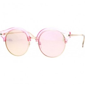 Round Womens Fashion Sunglasses Round Circle Accent Top Mirror Lens - Pink - C1187SIEM7G $12.39