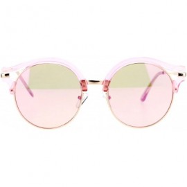 Round Womens Fashion Sunglasses Round Circle Accent Top Mirror Lens - Pink - C1187SIEM7G $12.39